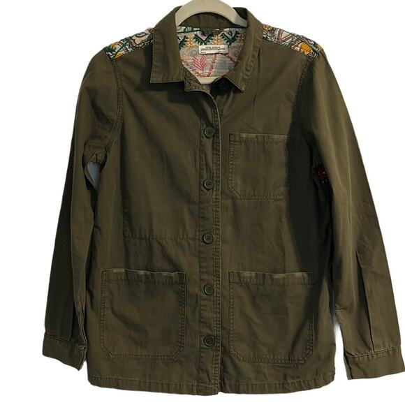 Zara Cargo Jacket Embroidered Back Size Small - Picture 4 of 8